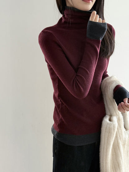 【Y352】實拍撞色高領針織衫（含羊毛10%)
251106