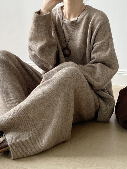 【YP1015】 實拍寬鬆針織毛衣＋休閒針織長褲 套裝251023