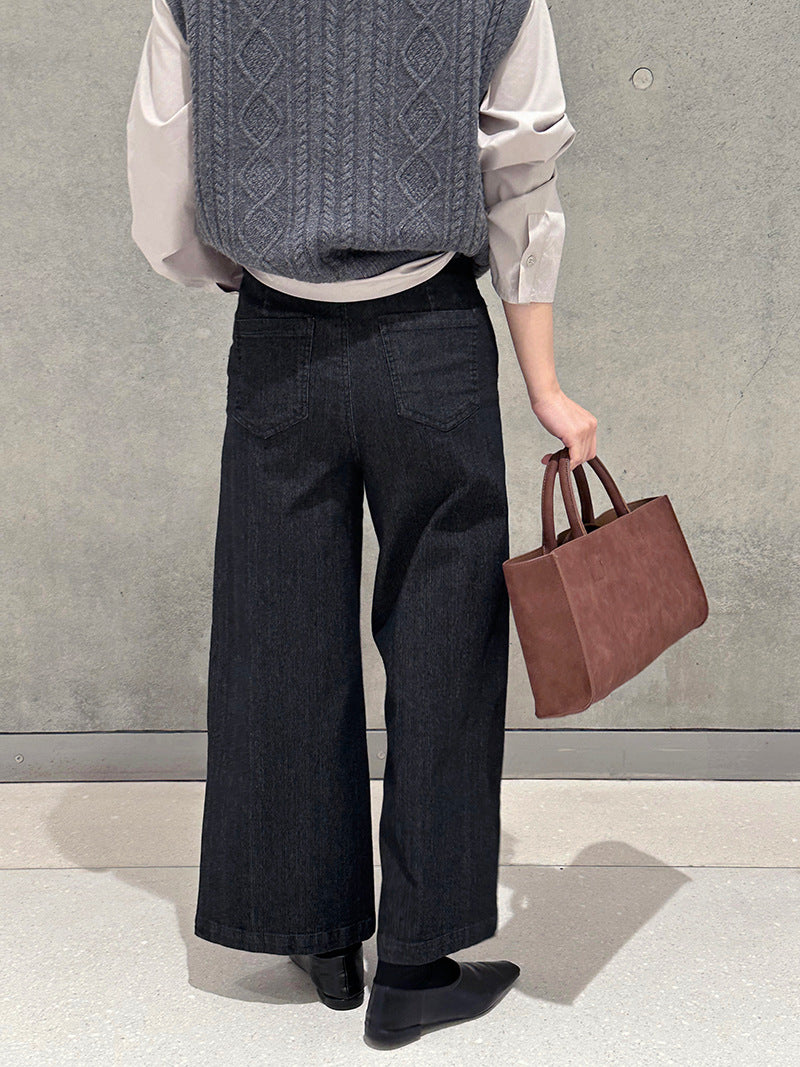 【cim6121】實拍超顯瘦顯腿直彈性九分黑色牛仔褲251030