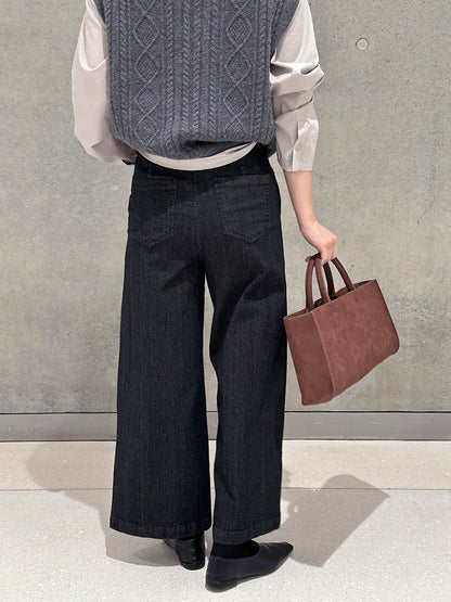 【cim6121】實拍超顯瘦顯腿直彈性九分黑色牛仔褲251030