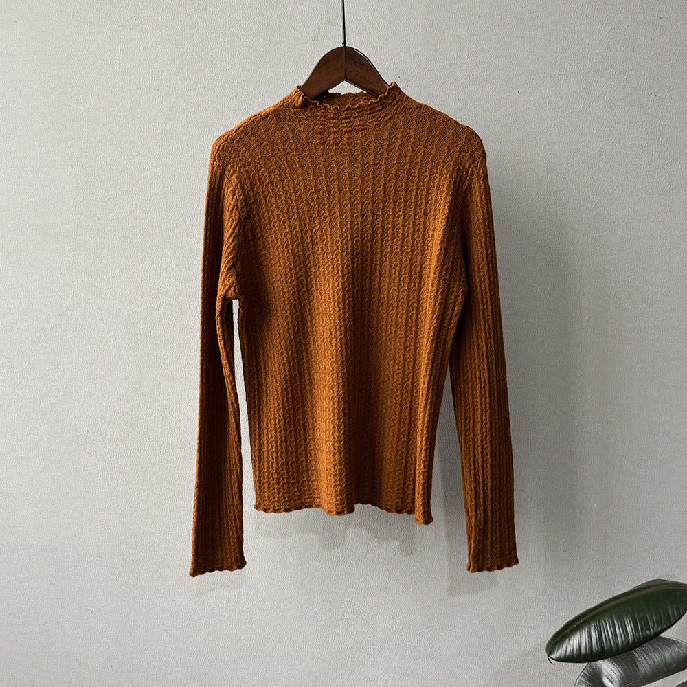 【Y312】實拍高單質感鏤空蕾絲半高領針織衫251106