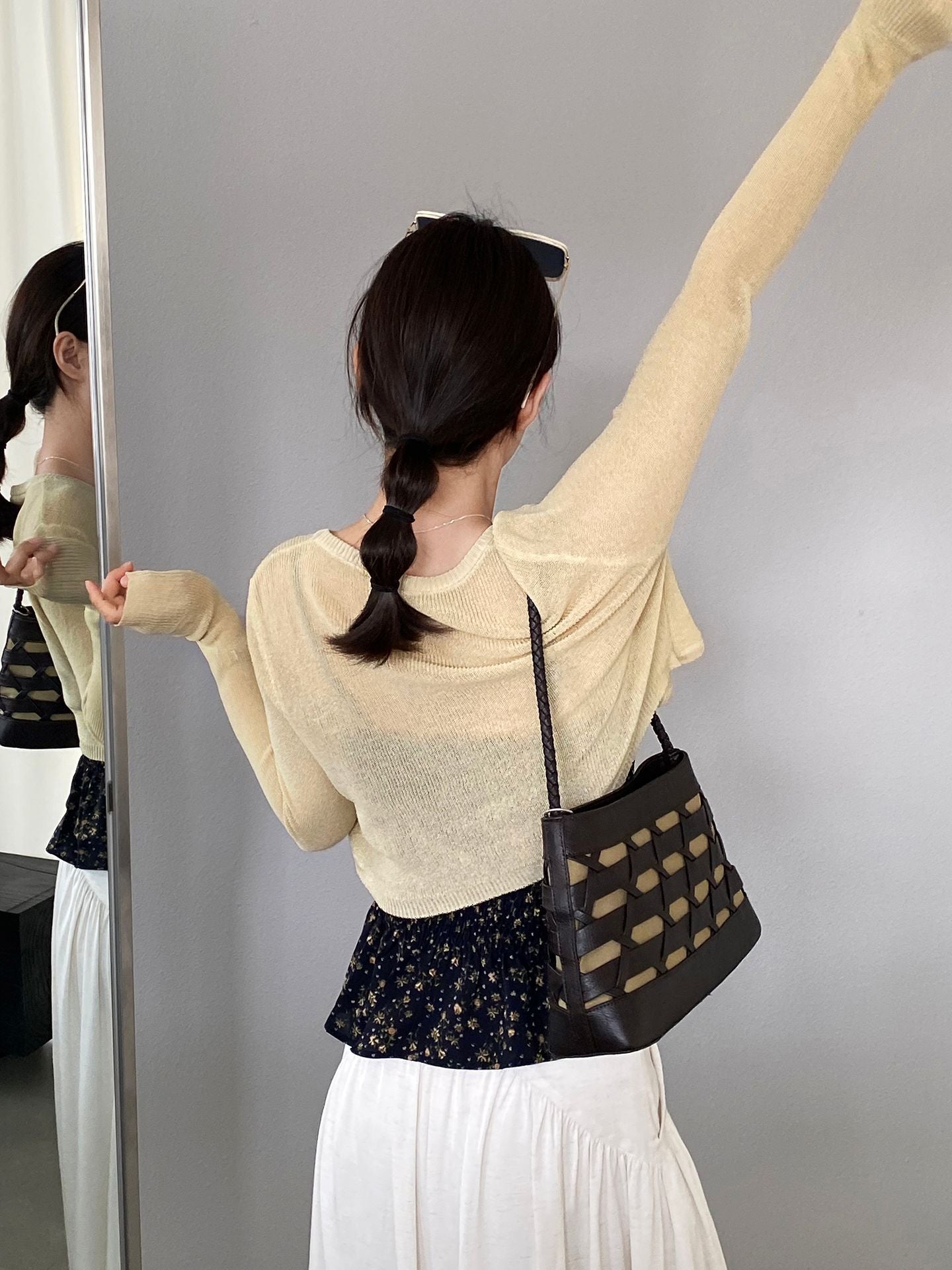 【cimzY762】實拍軟軟香香純慾風🎀碎花細肩帶上衣+長袖針織小外套兩件套260409