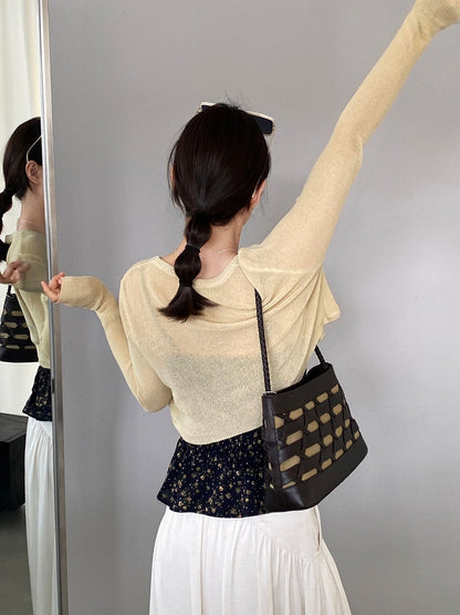 【cimzY762】實拍軟軟香香純慾風🎀碎花細肩帶上衣+長袖針織小外套兩件套260409