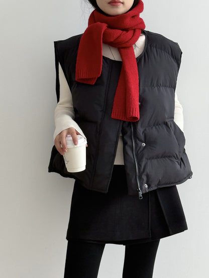 【Y82635】實拍秋冬簡約圓領棉背心251106