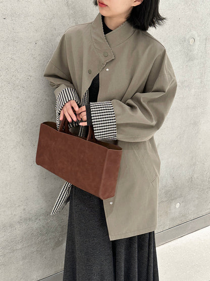 【cim1228】實拍韓國高級天絲棉雙面可穿黑白格風衣外套251030