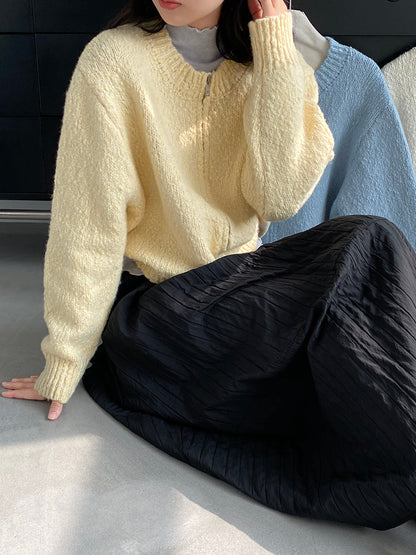 【cimz1386】實拍雙頭拉鍊羊毛保暖針織外套（羊毛34%)251201