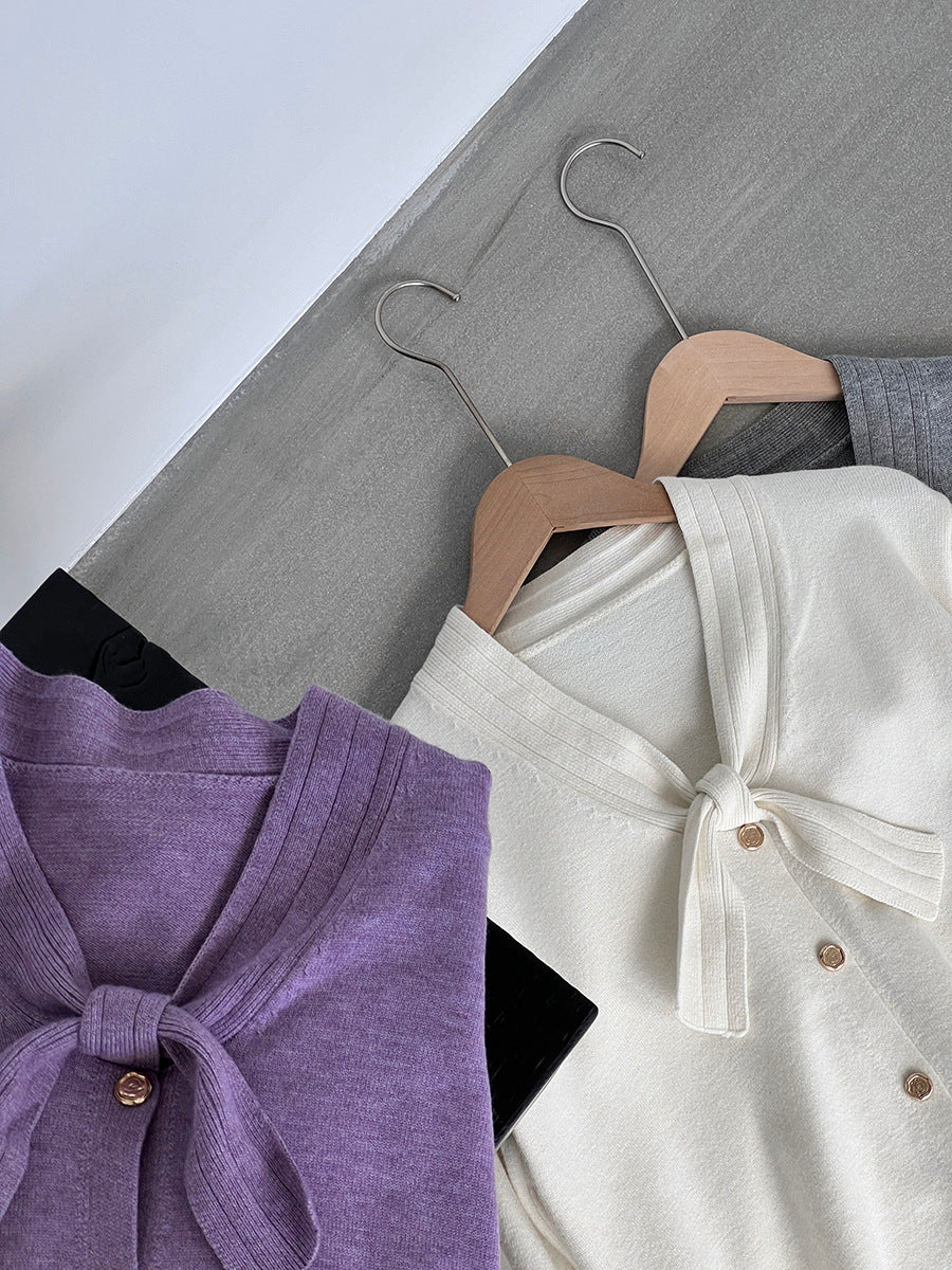 【cimJ8902】實拍氣質小香蝴蝶结針織開衫251114