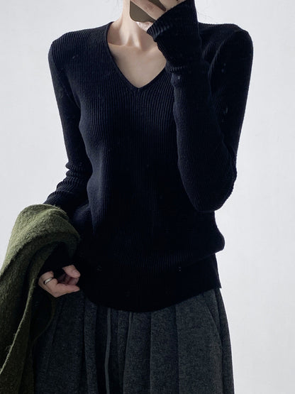 【YP313】實拍冬季氣質簡約v領針織衫251113