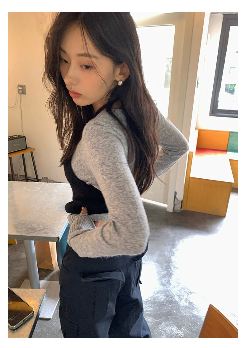 【H5393】實拍韓系簡約長袖針織衫＋休閒針織背心250902