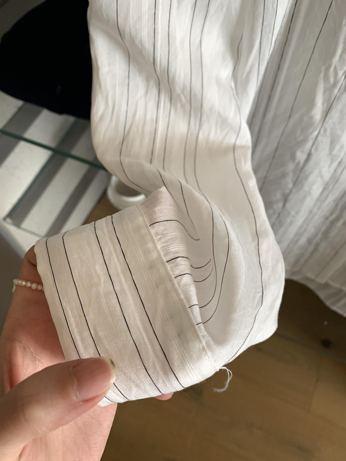 【LR90575】IMISS 極簡時髦美學☕復古條紋口袋顯瘦翻領長袖襯衫260323