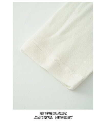 【H5410】實拍早秋天絲混紡花朵刺繡長袖T恤250909