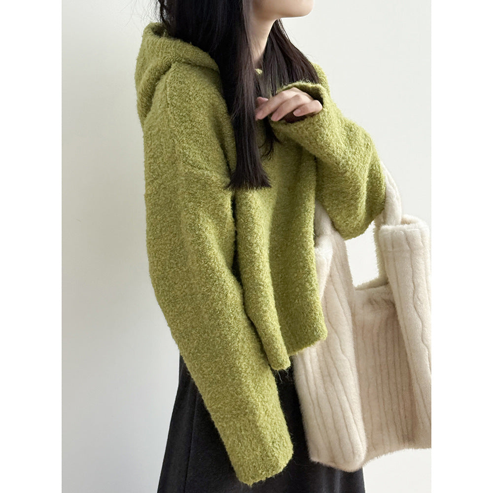 【Y2188】實拍冬季圈圈絨可愛連帽針織毛衣251106