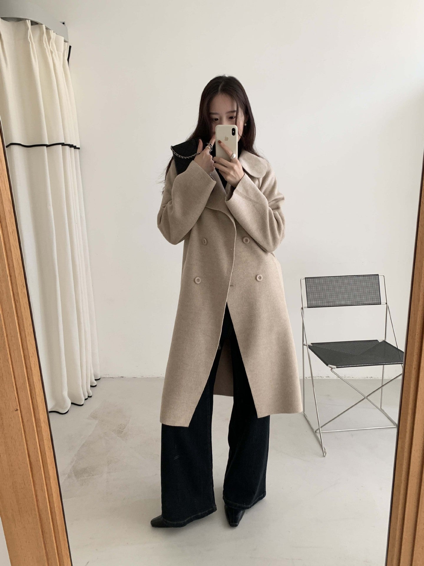 【H5479】實拍秋冬英倫翻領束腰雙面呢羊絨長外套251109