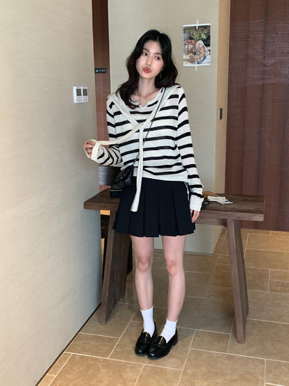 【L8108】實拍檸檬家一秒變紙片人✨韓風亞麻假兩件披肩長袖針織上衣260330
