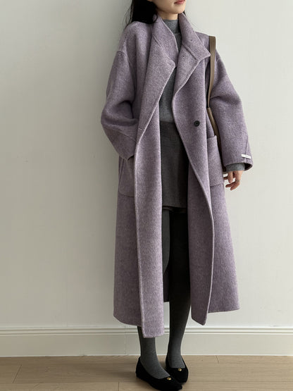 【Y25527】實拍高單質感雙面羊毛呢立領大衣（棉羊毛68%)251106