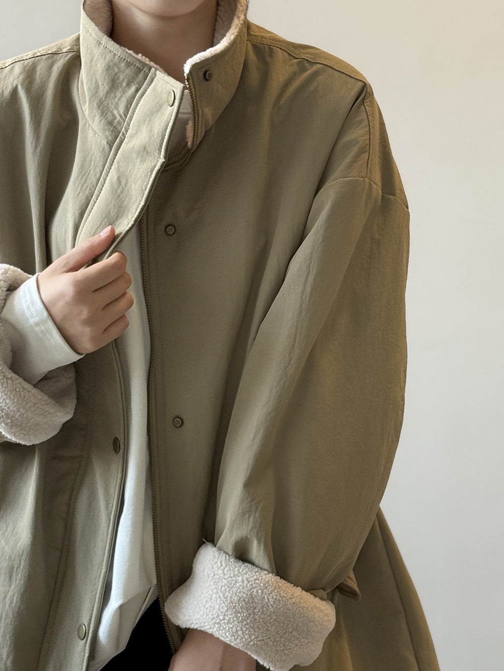 【Y82650】實拍立領帥氣內裡羊羔毛工裝外套251016