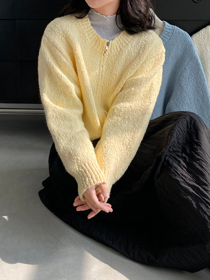 【cimz1386】實拍雙頭拉鍊羊毛保暖針織外套（羊毛34%)251201