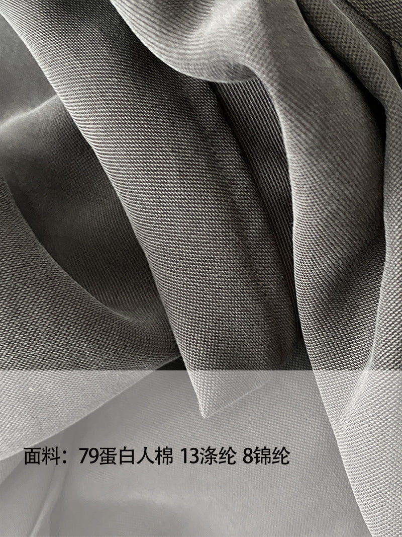 【cimzJC665】復古文藝・咖色立領抽繩縮腰寬鬆風衣外套261008