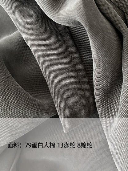 【cimzJC665】復古文藝・咖色立領抽繩縮腰寬鬆風衣外套261008
