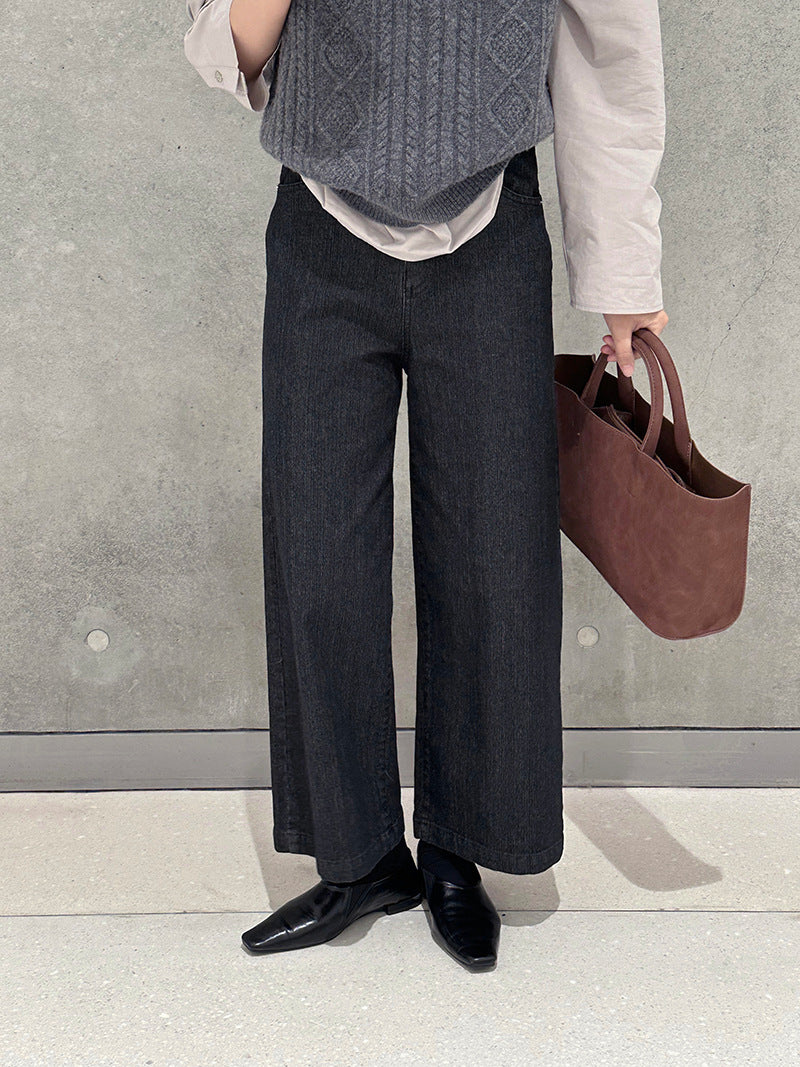 【cim6121】實拍超顯瘦顯腿直彈性九分黑色牛仔褲251030