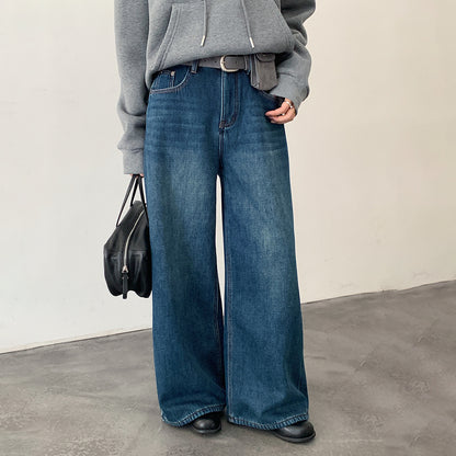 【LD11049】實拍S~XL美式加絨加厚高腰牛仔褲＋皮帶腰包251202