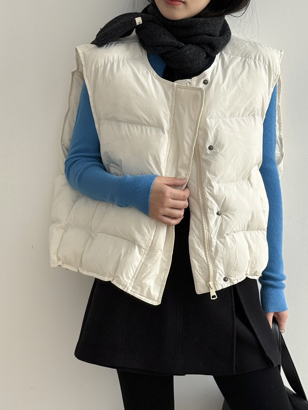 【Y82635】實拍秋冬簡約圓領棉背心251106