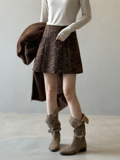 【Y82656】實拍美式復古豹紋A字裙(內有安全褲）251016