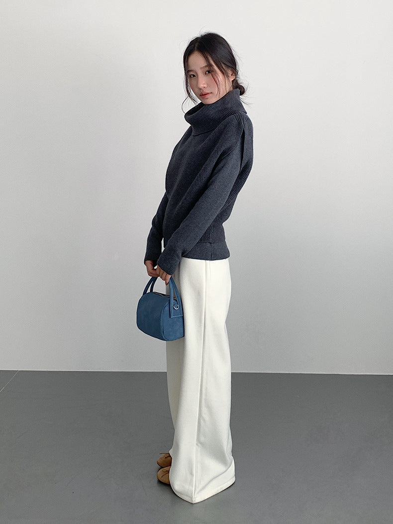 【LD11056】實拍慵懶高級感超修飾微喇叭衛褲251209