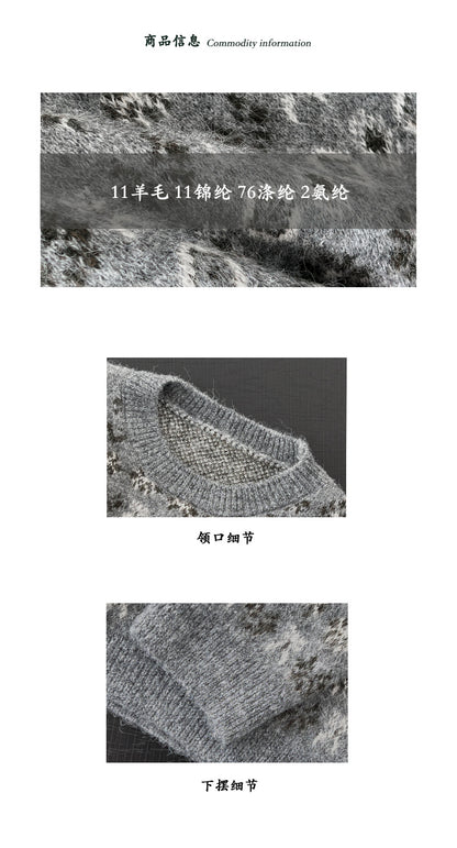 【cimz5937】復古碎花軟糯加厚圓領長袖針織毛衣260102
