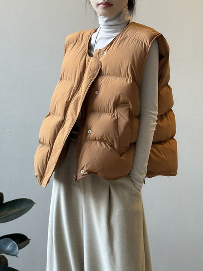 【Y82635】實拍秋冬簡約圓領棉背心251106