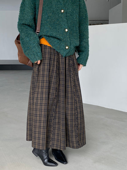 【cimz6381】實拍日系復古格紋內里加絨加厚A字裙251128