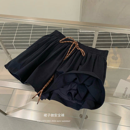 【L5758】Y.JIAY.JIA高CP值套裝！韓版復古Polo領短袖上衣+抽繩傘a字裙260706