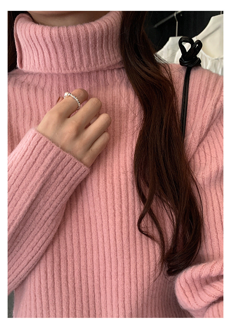 【H5484】實拍秋冬加厚慵懶高領針織毛衣251109