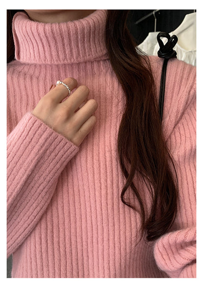 【H5484】實拍秋冬加厚慵懶高領針織毛衣251109