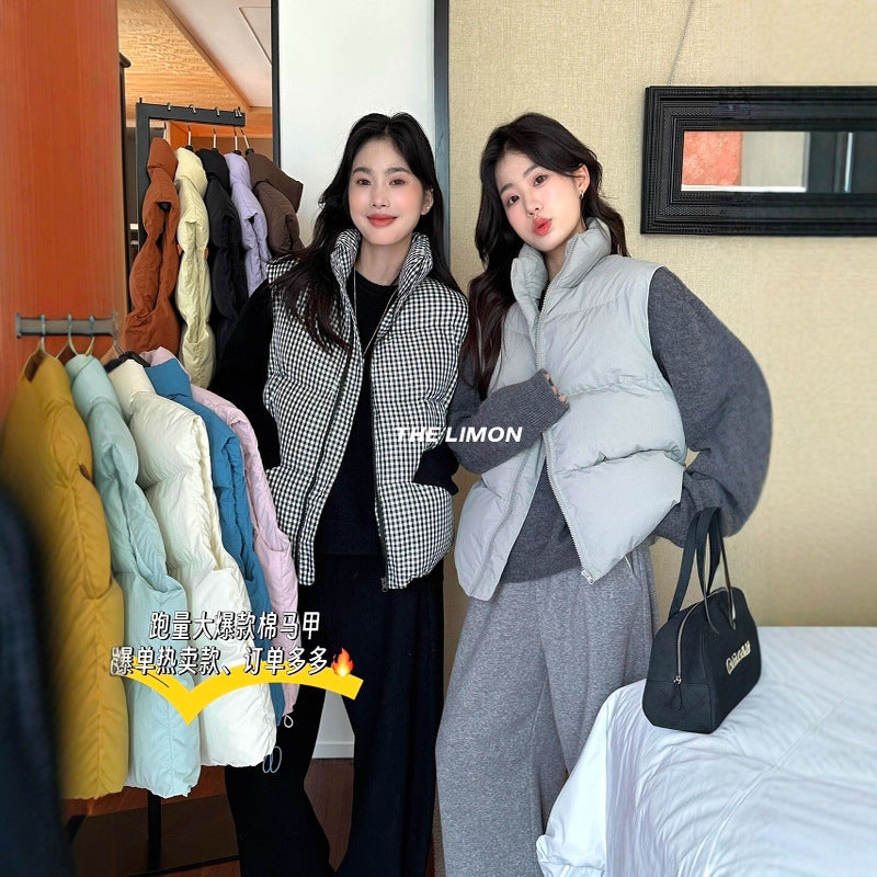 【L9309】實拍檸檬秋冬基礎款寬鬆百搭口袋拉鍊背心（內裡鋪棉）251117