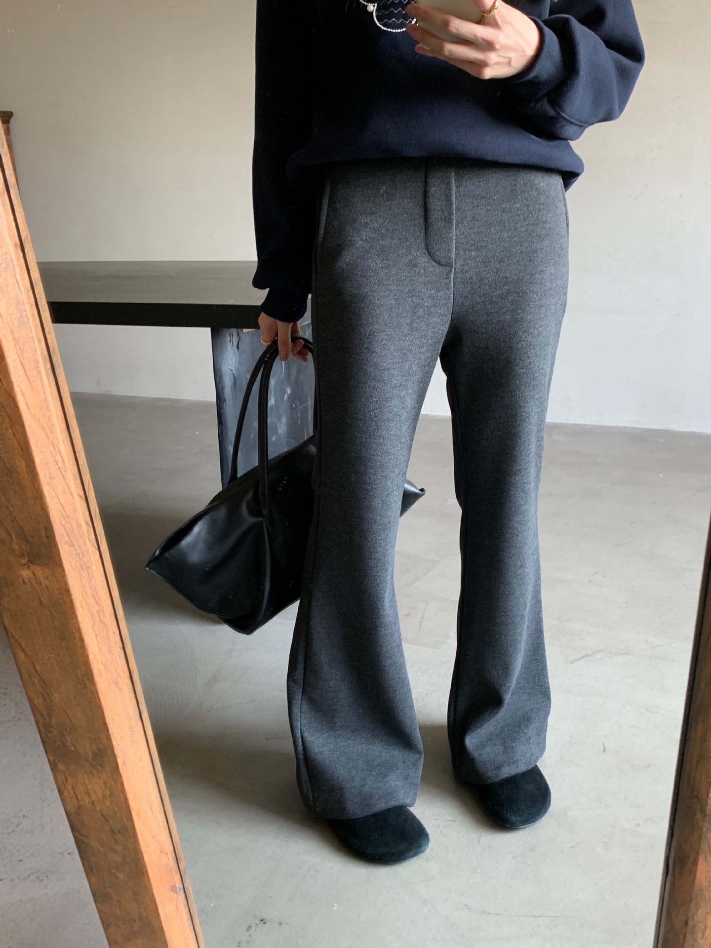 【H5517】實拍超級瘦高腰加絨厚款氣質喇叭褲251125