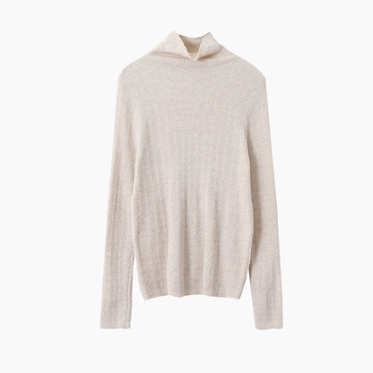 【LD11061】實拍紗網肌理超彈高領修身打底T恤251209