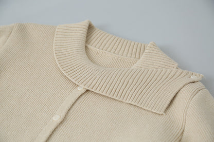 【LD11002】實拍秋冬法式設計感斜領針織毛衣外套251110