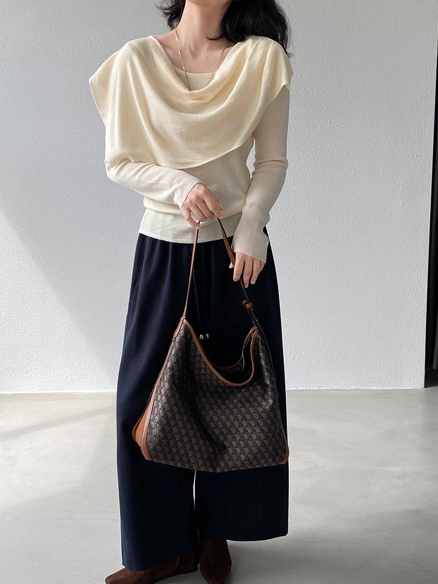 【cim396】實拍慵懶蕩領假2件披肩針織毛衣251030