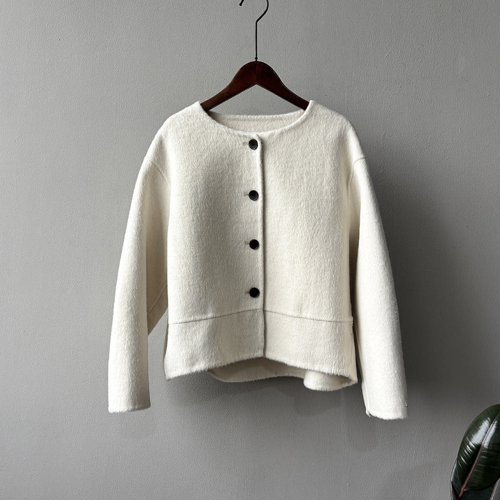 【Y8522】實拍高單氣質簡約綿羊毛呢外套（棉羊毛52%)251106