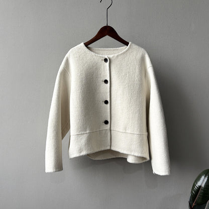 【Y8522】實拍高單氣質簡約綿羊毛呢外套（棉羊毛52%)251106