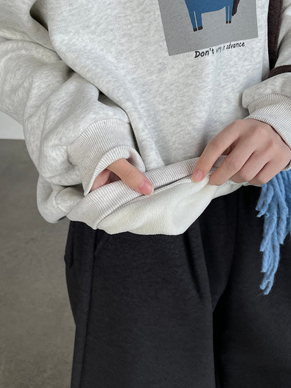 【cimD20307】實拍大人系印花加绒寬鬆衛衣251114