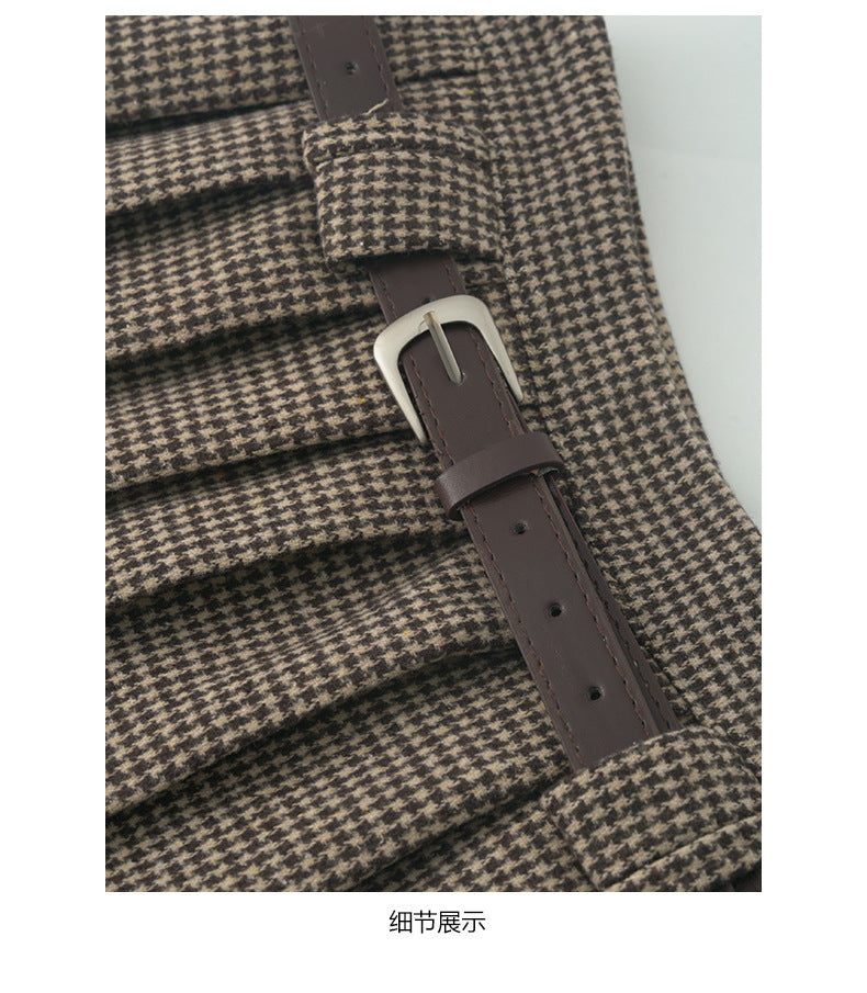 【H5492】實拍S~XL復古學院風磨毛百褶a字裙（內有安全褲）251109