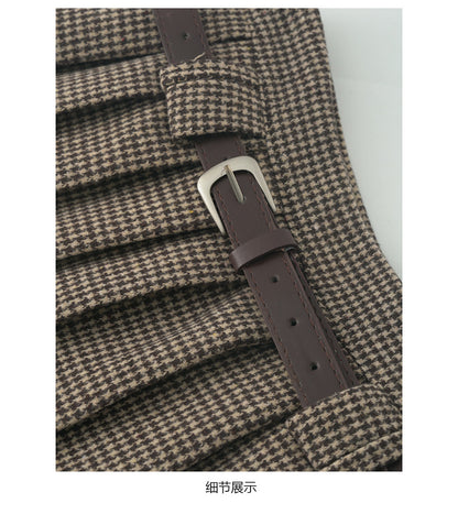 【H5492】實拍S~XL復古學院風磨毛百褶a字裙（內有安全褲）251109