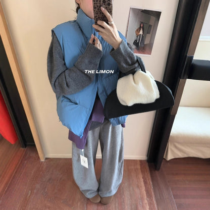 【L9309】實拍檸檬秋冬基礎款寬鬆百搭口袋拉鍊背心（內裡鋪棉）251117