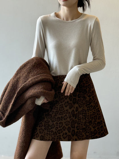 【Y82656】實拍美式復古豹紋A字裙(內有安全褲）251016