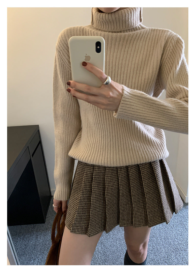 【H5484】實拍秋冬加厚慵懶高領針織毛衣251109