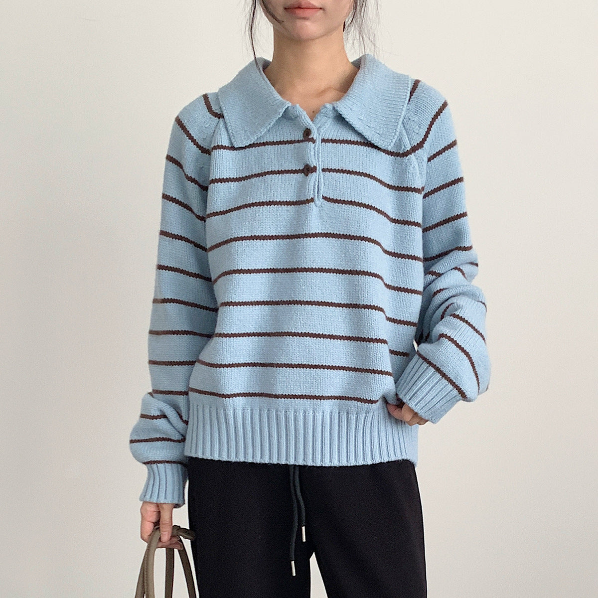 【LD11063】實拍復古條紋加厚棉羊絨針織毛衣251209