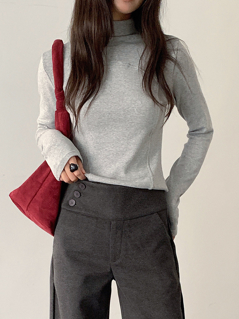 【LD11041】實拍羊绒簡約高領長袖T恤251202