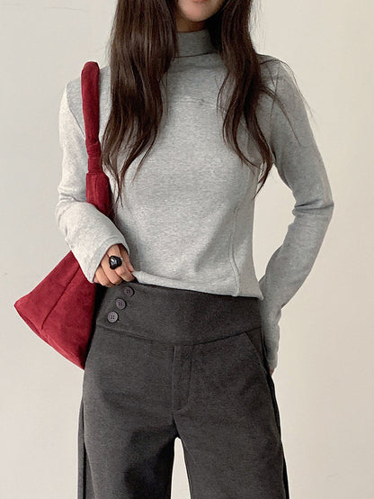 【LD11041】實拍羊绒簡約高領長袖T恤251202